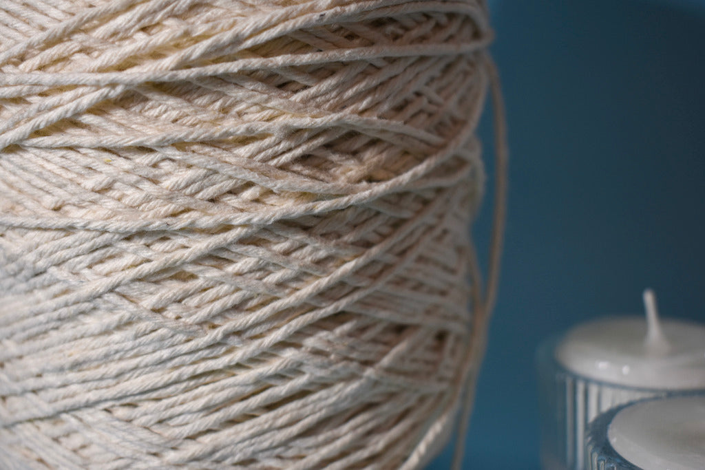 candle wick rope with blue background